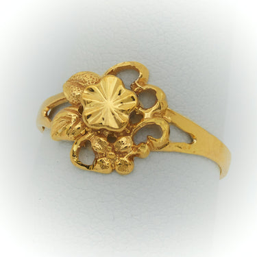 Anillo Oro, Anillo de Oro 10k para Niña, Anillo de Flor y Ramas